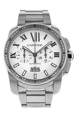 Watchfinder & Co. Cartier Preowned Calibre Automatic Bracelet Watch, 42mm in Silver at Nordstrom