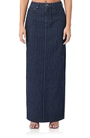 AFRM Amiri Pinstripe Denim Maxi Skirt Dark Wash at Nordstrom,