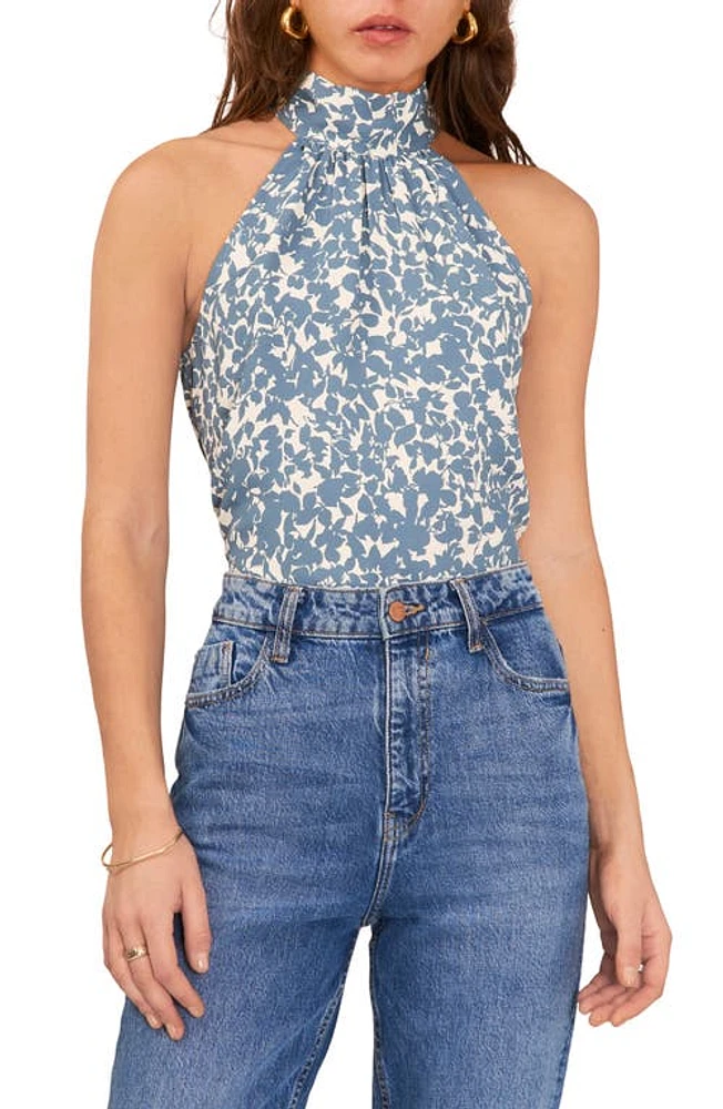 1.STATE Print Mock Neck Sleeveless Blouse in Bluestone at Nordstrom, Size Xx-Large