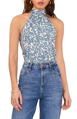 1.STATE Print Mock Neck Sleeveless Blouse in Bluestone at Nordstrom, Size Xx-Large