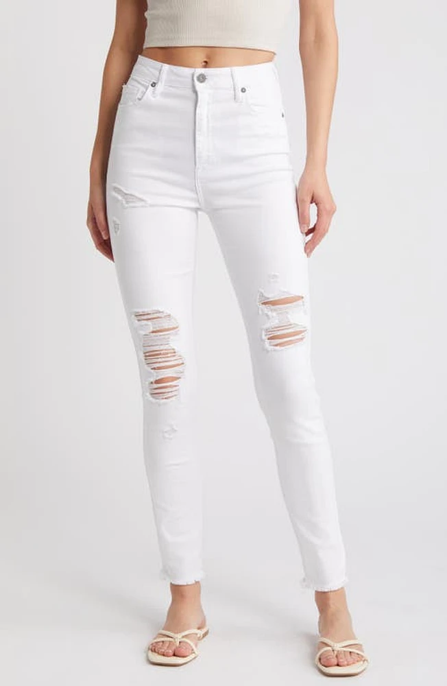 HIDDEN Jeans Distressed High Waist Ankle Skinny White at Nordstrom,