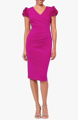 Xscape Evenings Floral Appliqué Sleeve Cocktail Sheath Dress Orchid at Nordstrom,