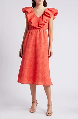 Chelsea28 Ruffle Puckered Midi Dress at Nordstrom,