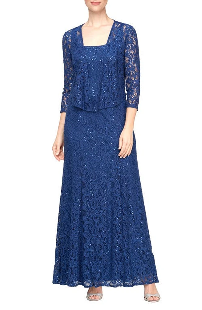 Alex Evenings Two-Piece Sequin Lace Gown & Jacket at Nordstrom,