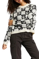 Billabong Beyond Basic Floral Crop Crewneck Sweater Ivory/Black Sands at Nordstrom,