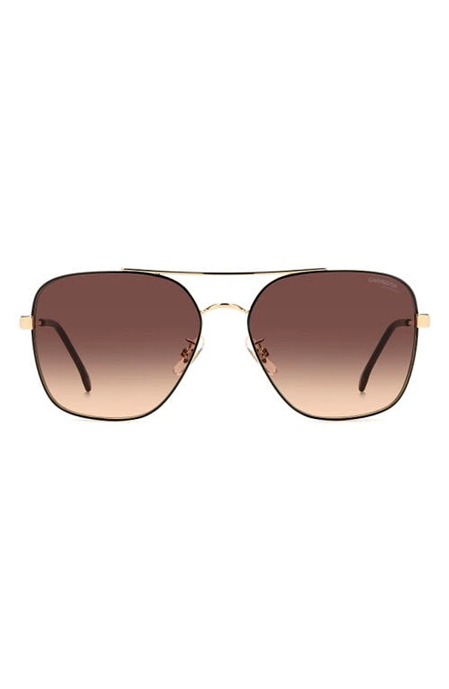 Carrera Eyewear 60mm Gradient Square Sunglasses in Black Gold/Brown Orange at Nordstrom