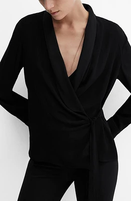 MANGO Rider Wrap Shirt Black at Nordstrom,