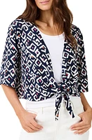 NIC+ZOE Angles Convertible Linen Blend Cardigan Indigo Multi at Nordstrom