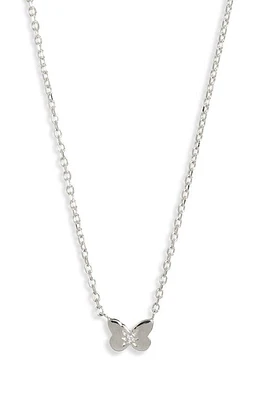 Anzie Mini Butterfly Pendant Necklace in Silver at Nordstrom, Size 16