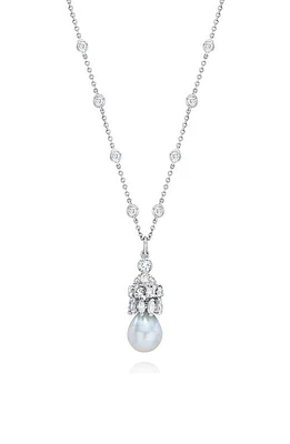 Mindi Mond Cultured Pearl & Diamond Pendant Necklace in 18Kwg at Nordstrom