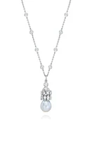 Mindi Mond Cultured Pearl & Diamond Pendant Necklace in 18Kwg at Nordstrom