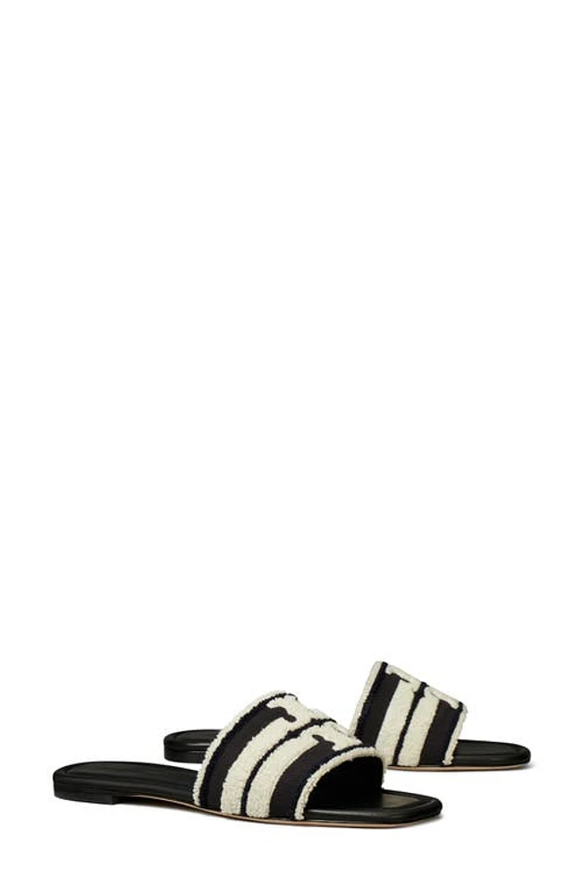 Tory Burch Double-T Slide Sandal Nero /Light Alabaster at Nordstrom,