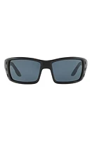 Costa Del Mar 63mm Oversize Polarized Rectangular Sunglasses in Solid Black at Nordstrom