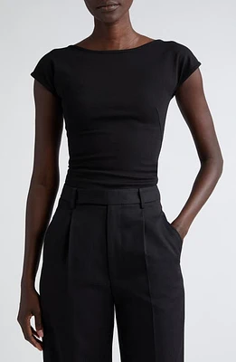 Akris punto Scoop Back Cap Sleeve Jersey Top 009 Black at Nordstrom,