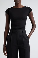 Akris punto Scoop Back Cap Sleeve Jersey Top 009 Black at Nordstrom,