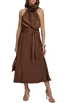 Donna Karan New York Rosette Detail Midi Dress Canyon at Nordstrom,