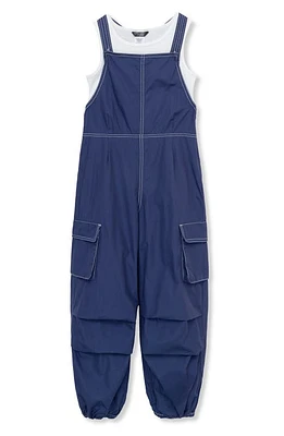 Truce Kids' Tank Top & Overalls Set in Navy at Nordstrom, Size 7-8