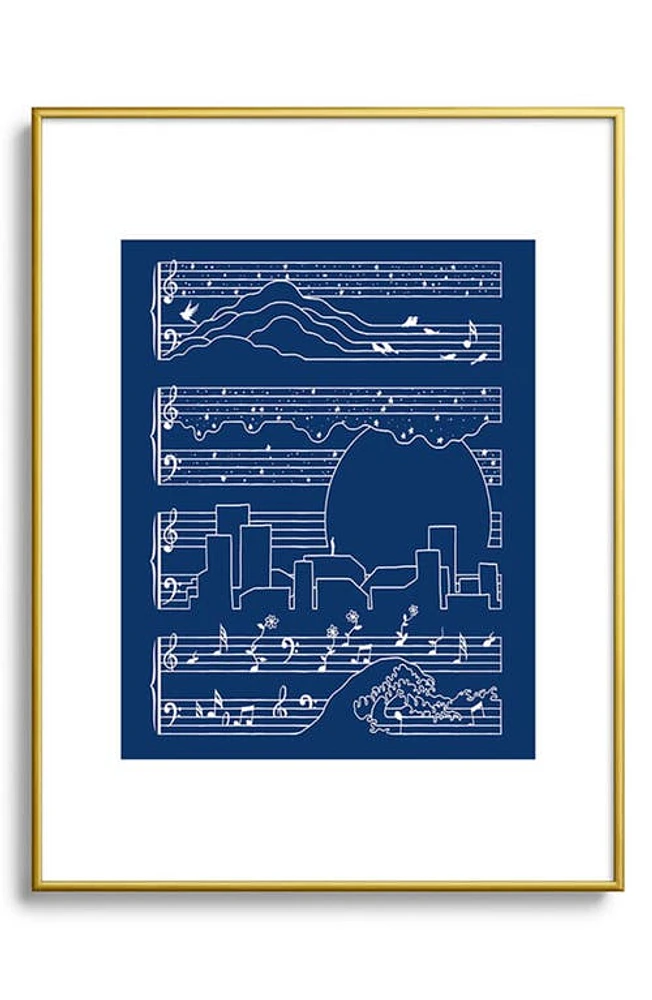 Deny Designs The Moonlight Sonata Blue Framed Art Print at Nordstrom