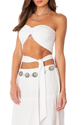 EDIKTED Wyatt Strapless Wrap Bandeau Top White at Nordstrom,