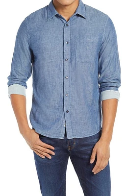 HIROSHI KATO Slim Fit Double Gauze Button-Up Shirt Light Indigo at Nordstrom,