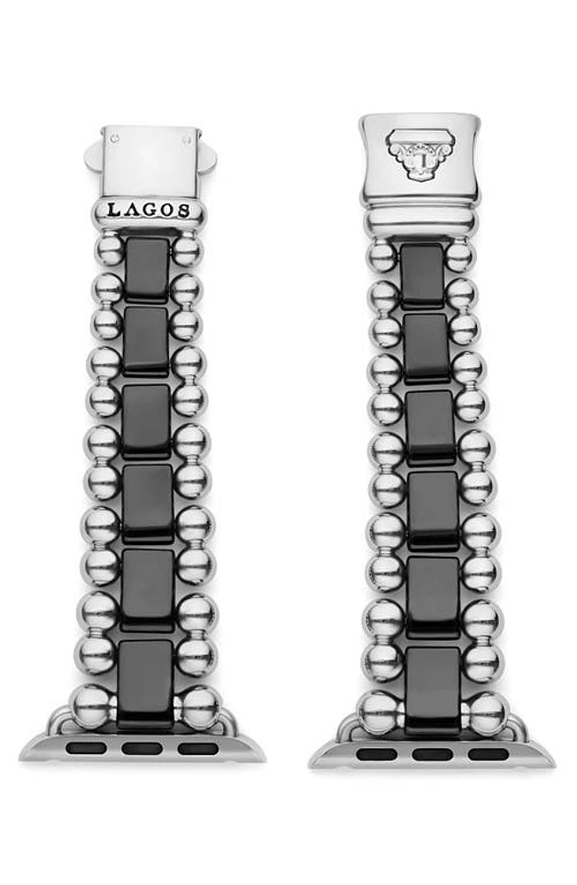 LAGOS Smart Caviar Ceramic & Stainless Steel Apple Watch Watchband in Silver/ Ceramic at Nordstrom