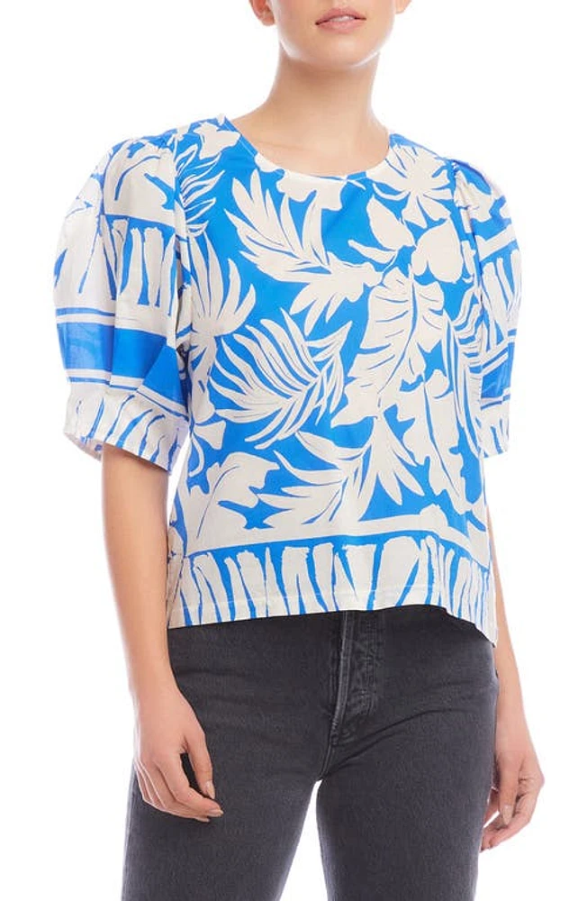 FIFTEEN TWENTY Print Puff Sleeve Cotton Top at Nordstrom,