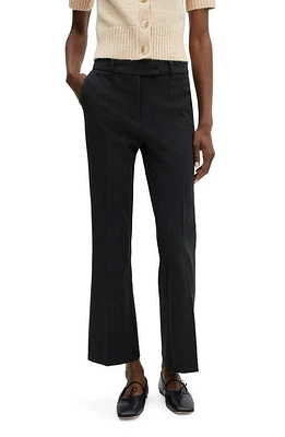 MANGO Crop Straight Leg Pants Grey at Nordstrom,