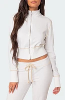 EDIKTED Alexia Crop Zip-Up Jacket White at Nordstrom,