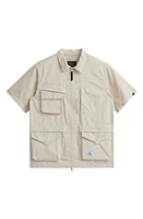 Alpha Industries Short Sleeve Zip-Up Utility Shirt Jacket Limestone at Nordstrom,