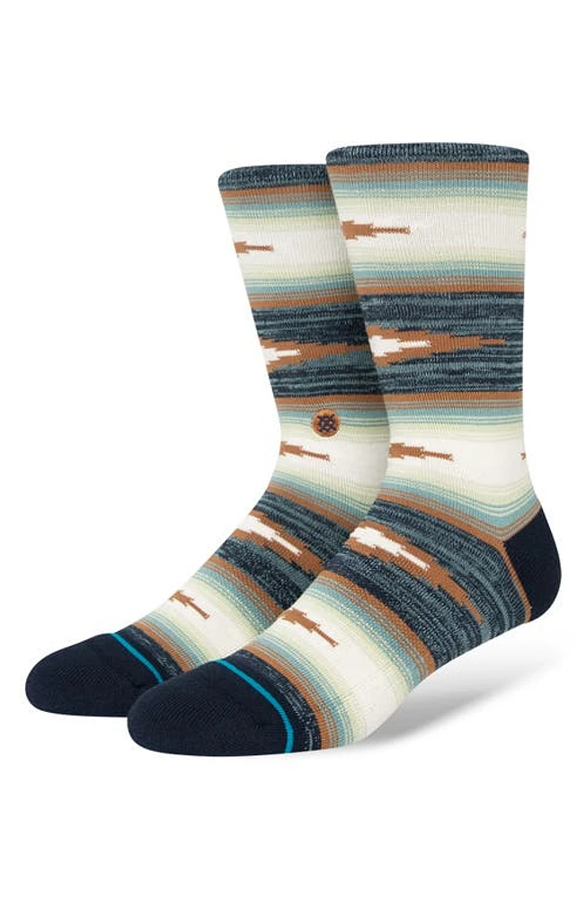 Stance Palama Stripe Cotton Blend Crew Socks in Navy at Nordstrom, Size Large