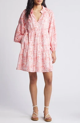 Tommy Bahama Petit Palma Long Sleeve Cotton Blend Dress Paradise Pink at Nordstrom,