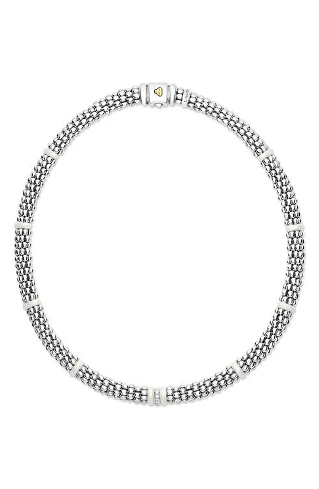 LAGOS Black Caviar Pavé Diamond Collar Necklace in Silver/Diamond at Nordstrom, Size 16