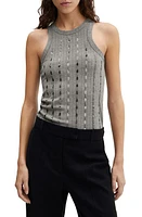 MANGO Sequin Stripe Rib Tank Grey at Nordstrom,