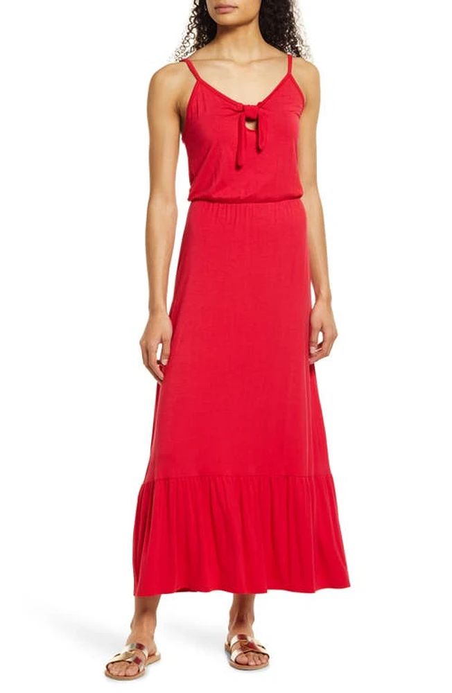 Loveappella Tie Front Maxi Sundress at Nordstrom,