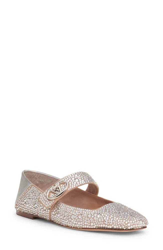 Valentino Garavani VLOGO Locker Mary Jane Flat Crystal/Silver at Nordstrom,