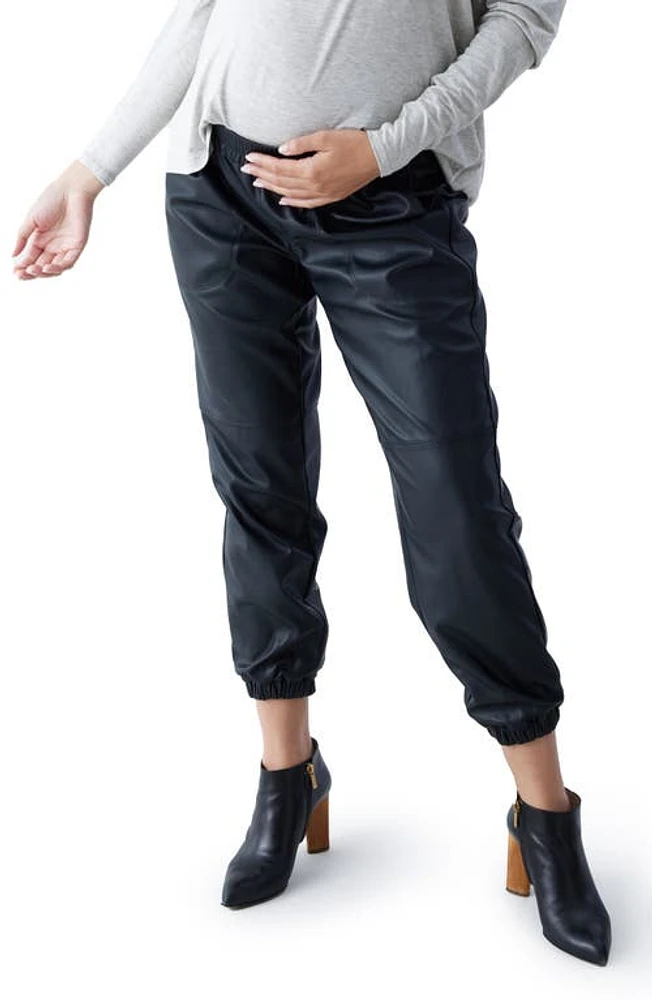 Ingrid & Isabel Faux Leather Maternity Joggers Black at Nordstrom,