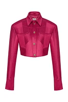 Nocturne Asymmetric Pocket Crop Jacket in Fuchsia at Nordstrom