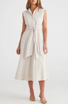 Brave+True Delaware Stripe Sleeveless Shirtdress Sand at Nordstrom,