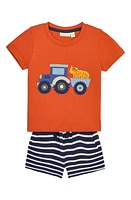 JOJO MAMAN BEBE Tractor Cow Appliqué T-Shirt & Shorts Set Rust at Nordstrom,