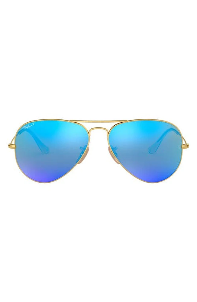 Ray-Ban Standard Icons 58mm Mirrored Polarized Aviator Sunglasses in Gold/Blue Mirror at Nordstrom