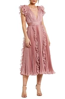 Mac Duggal Pleated Chiffon Cocktail Midi Dress Rose at Nordstrom,