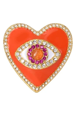 Kurt Geiger London Evil Eye Heart Cocktail Ring in Orange at Nordstrom, Size 7