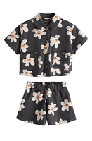 NEXT Kids' Floral Camp Shirt & Shorts Set Black Daisy at Nordstrom,