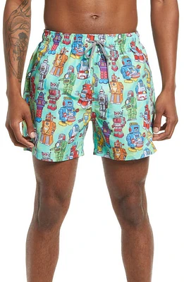 Boardies Robots Mid Swim Trunks in Green at Nordstrom, Size Xx-Large