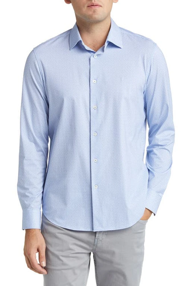 Bugatchi James OoohCotton Geometric Print Button-Up Shirt Air Blue at Nordstrom