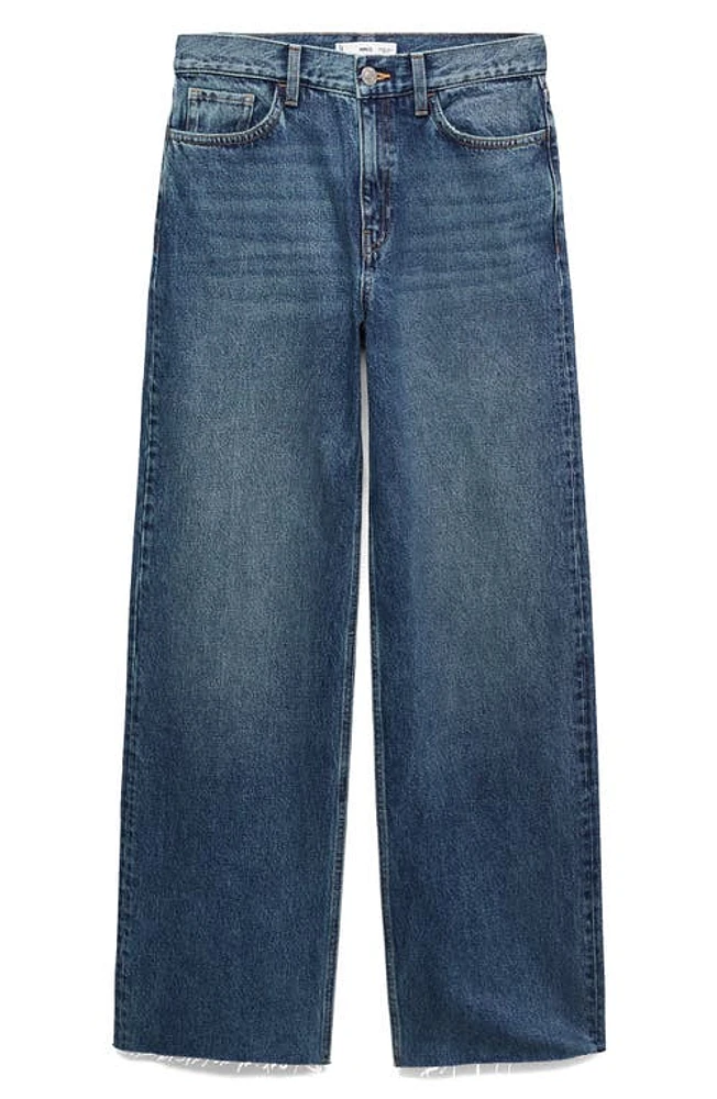 MANGO Wide Leg Jeans Dark Blue at Nordstrom,