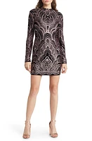 Jump Apparel Glitter Long Sleeve Body-Con Minidress in Black/Gold at Nordstrom, Size Small