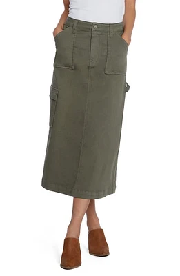 Wash Lab Denim Patch Cargo Midi Skirt Army at Nordstrom,