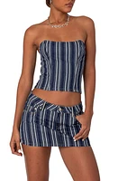 EDIKTED Inex Stripe Denim Crop Corset Top Mix at Nordstrom,