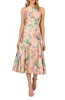 Aidan Mattox by Adrianna Papell Metallic Jacquard Midi Cocktail Dress in Coral Multi at Nordstrom, Size 16